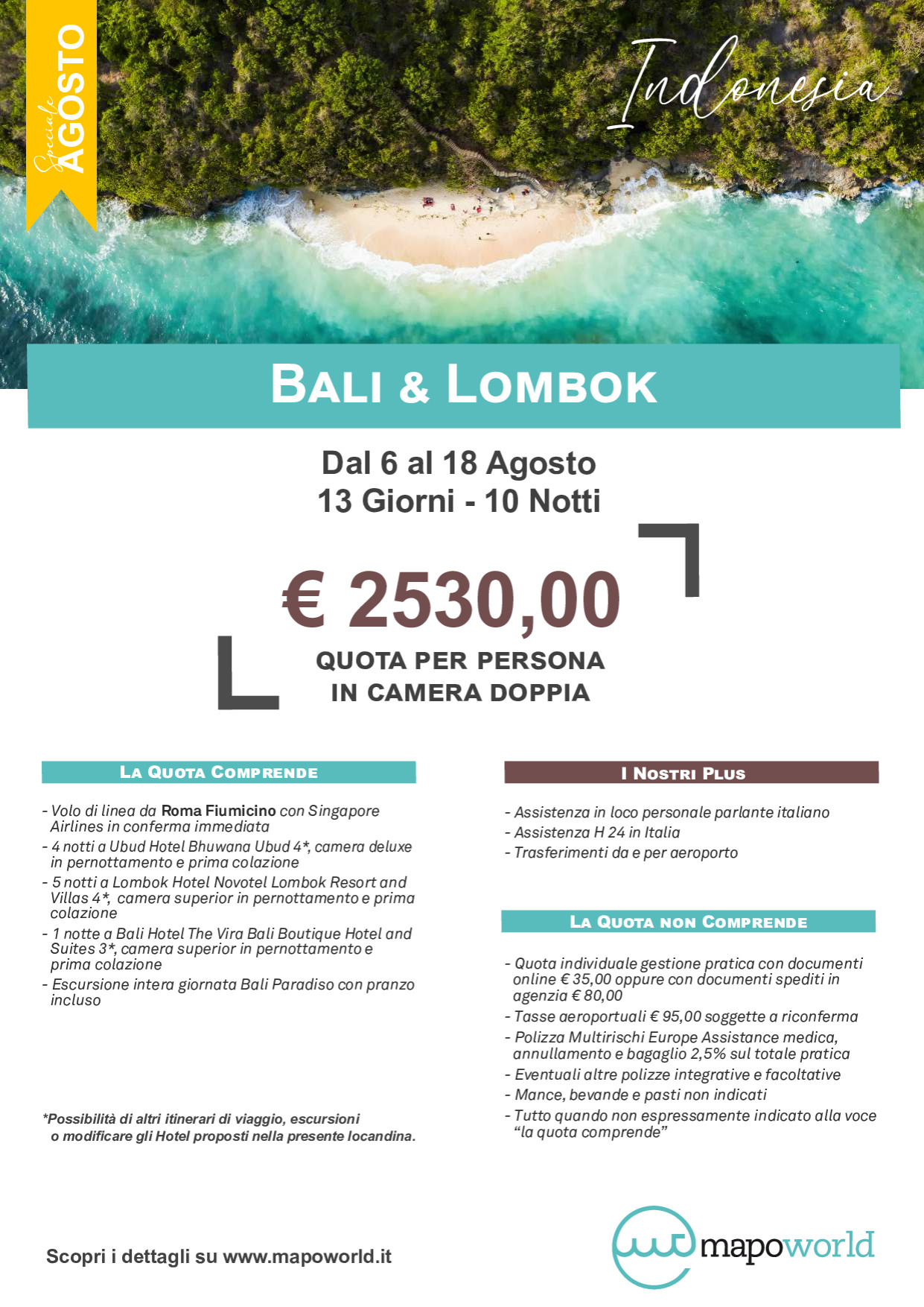 Bali e Lombok - dal 6 al 18 Agosto - Partenza da Roma