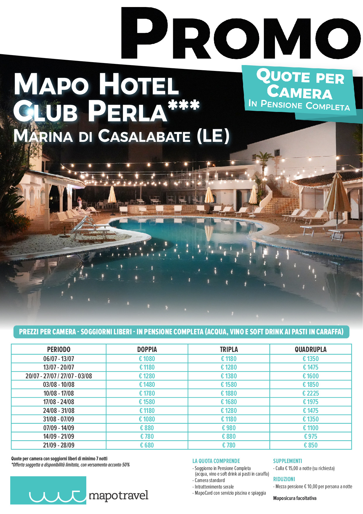 Promo Giugno al Mapo Hotel Club Perla - Quote per Camera