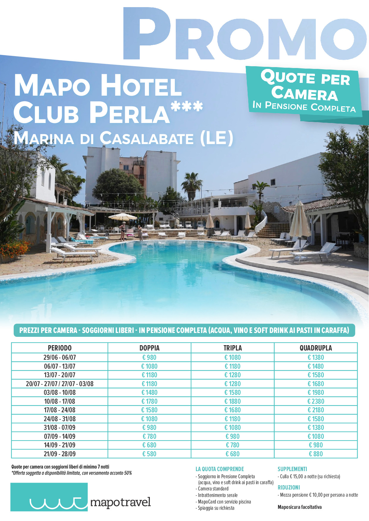 Promo Mapo Hotel Club Perla dal 29 Giugno al 6 Luglio