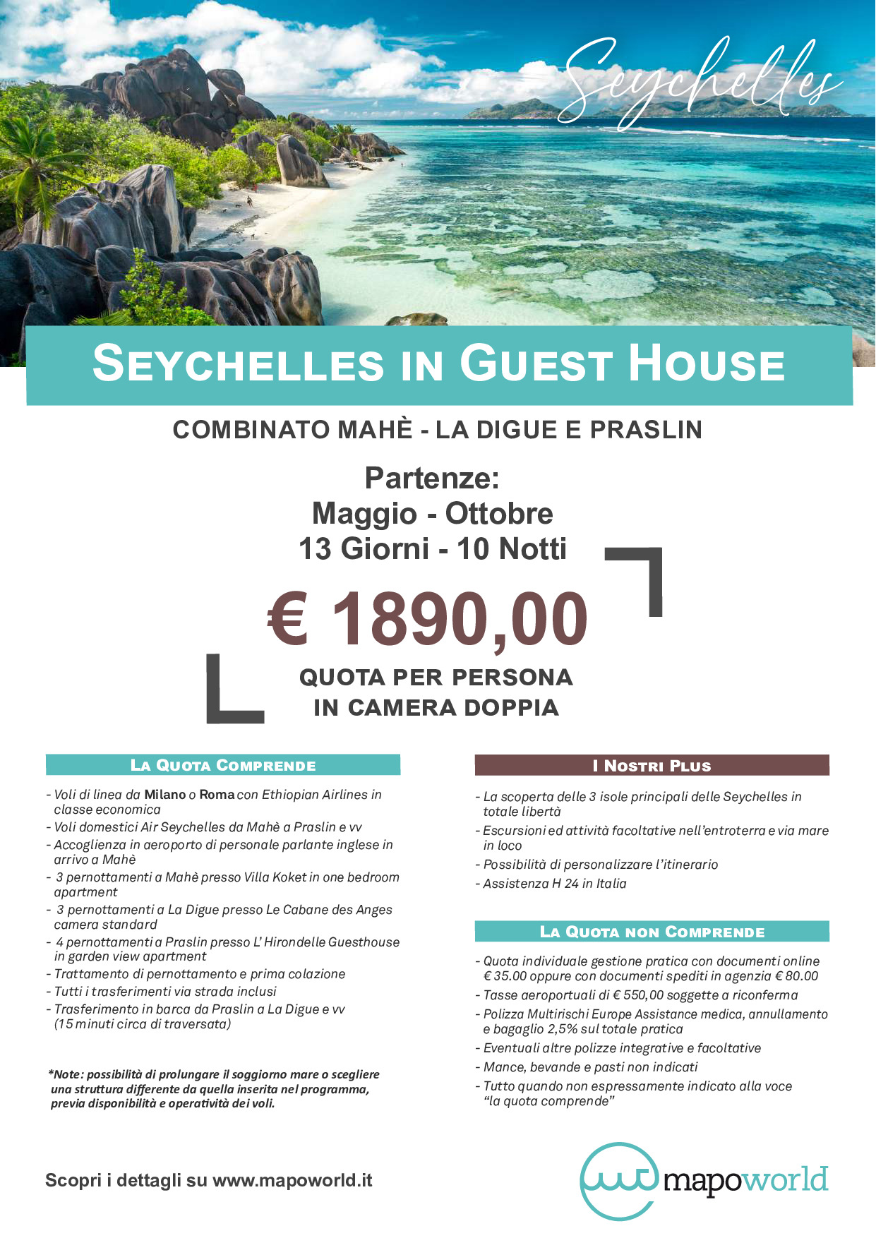 Seychelles in Guest House - Combo: Mahè - La Digue - Praslin