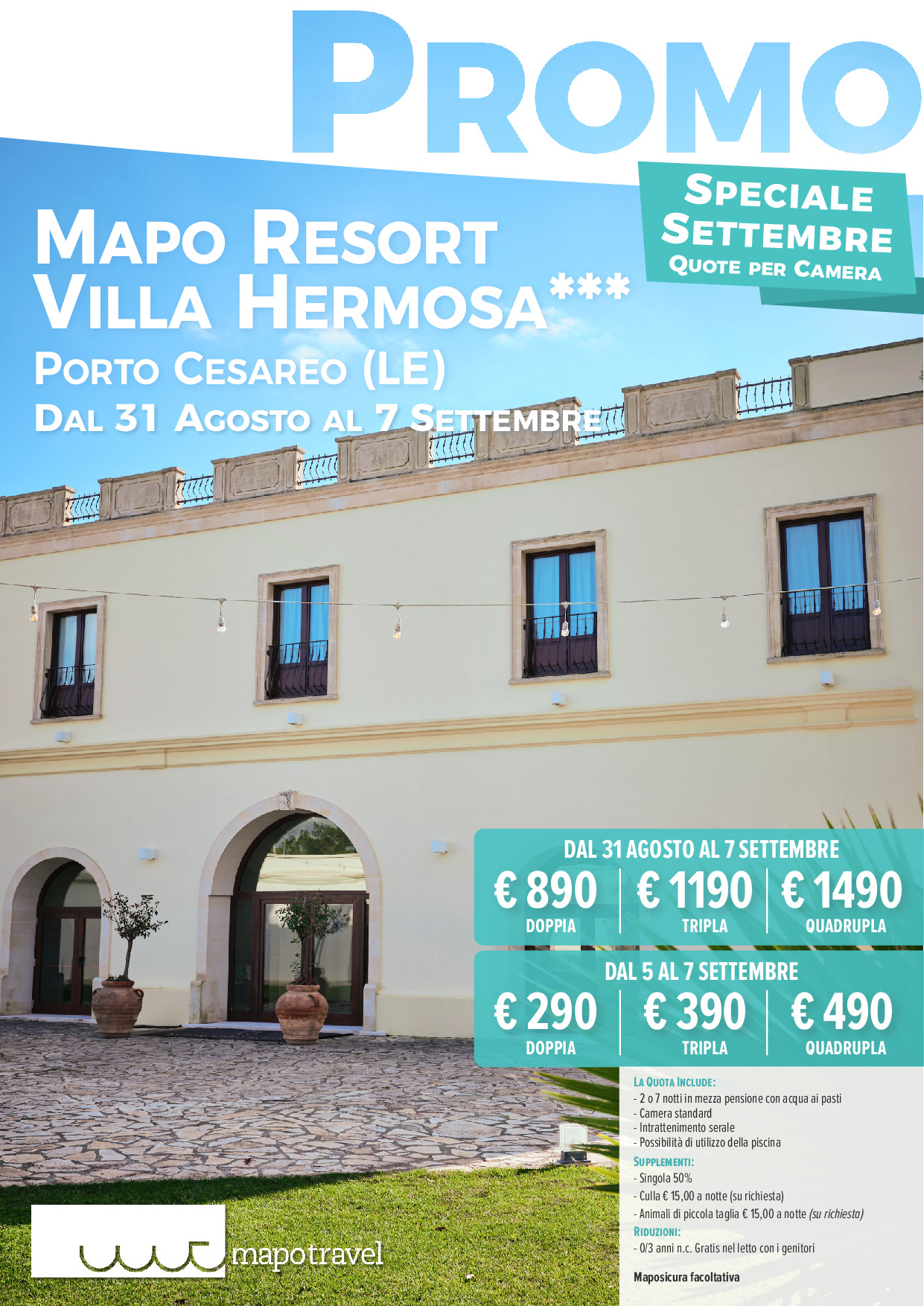 Speciale Settembre al Mapo Resort Villa Hermosa - Dal 31 Agosto al 7 settembre